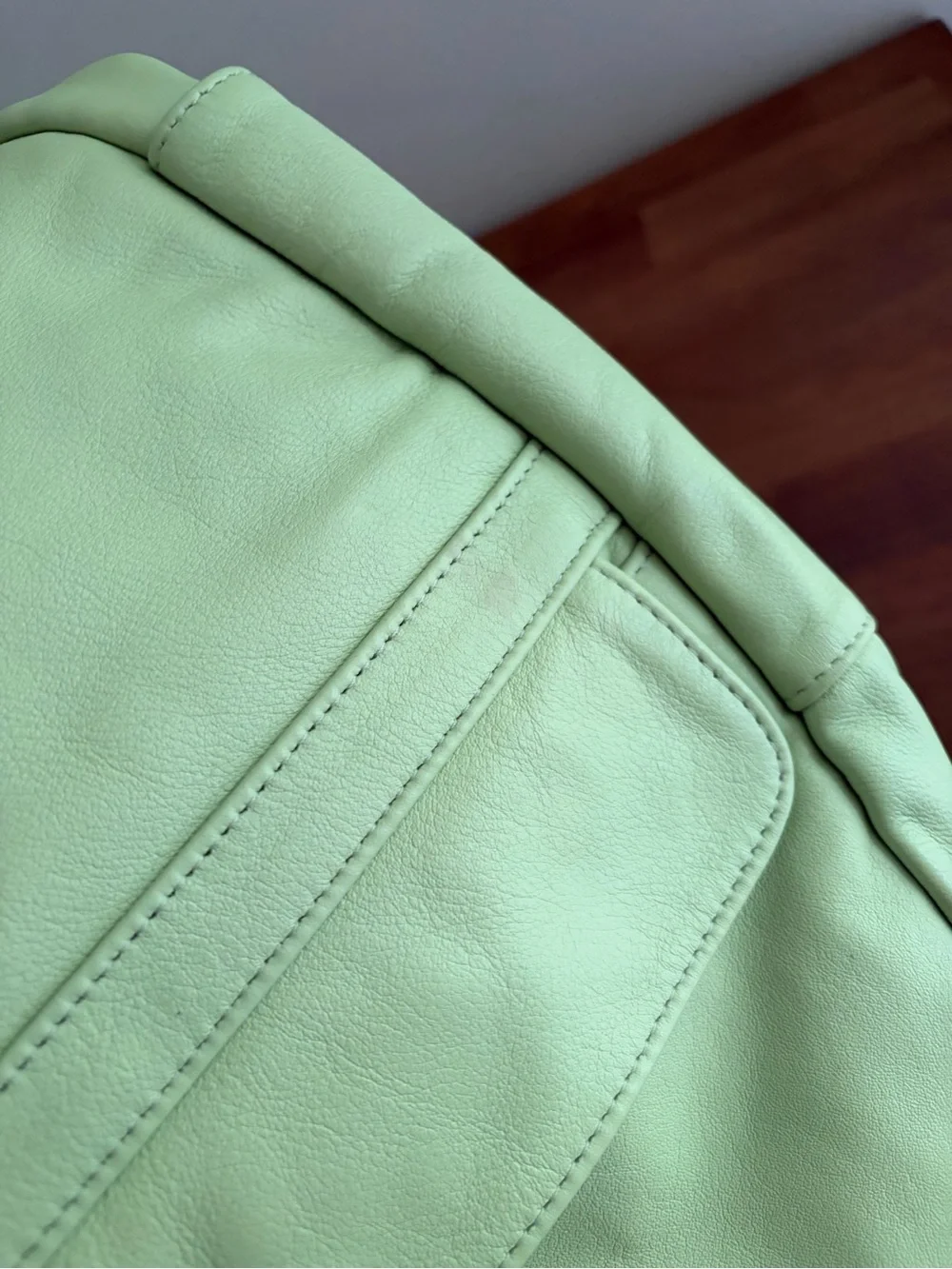 Vintage AmeriBag Leather Healthy Back Bag Pistachio Lime USA Made Sling